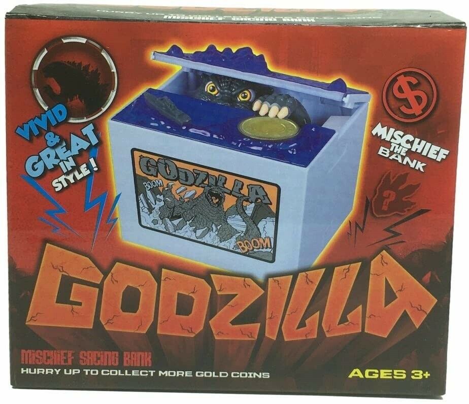 Godzilla Mischief Coin Stealing Musical Bank. US Seller Free Ship