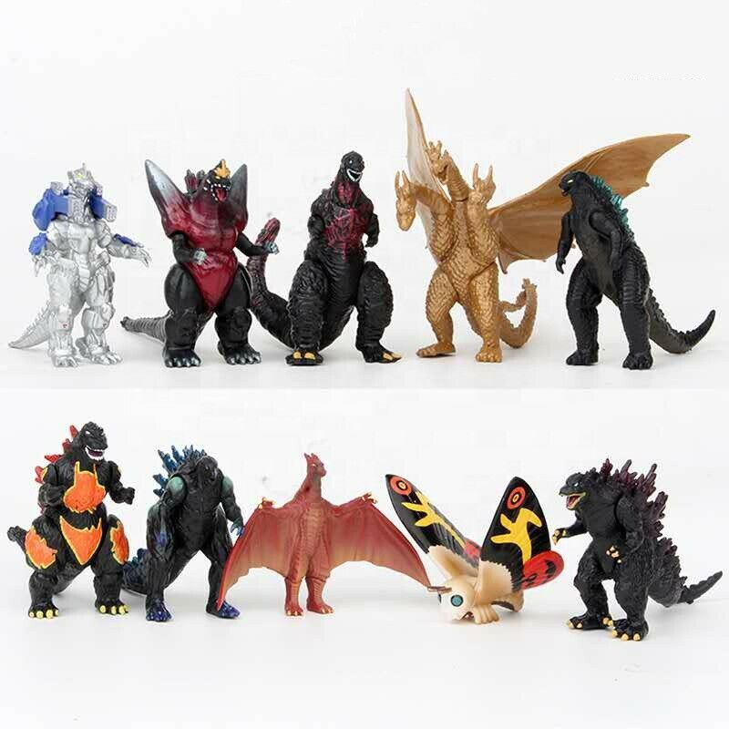 Godzilla set of 10 Figures about 2 1/2 inches each  US Seller! Free Ship!