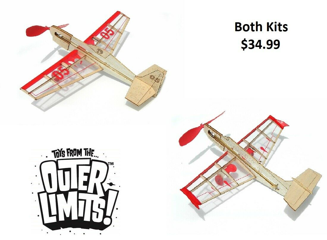 Two Guillow's Balsa Wood Mini Model Airplanes Rockstar Jet & Stunt Flyer