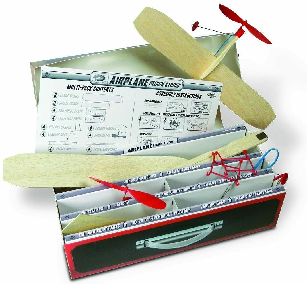 Guillow’s Airplane Design Studio Design Build Fly Eight Planes W/Case