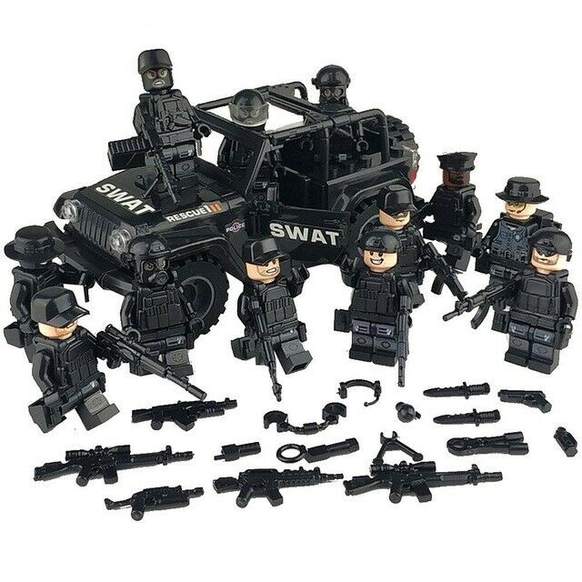 Military SWAT Police Jeep Set 12 pc Action Figures (1620)