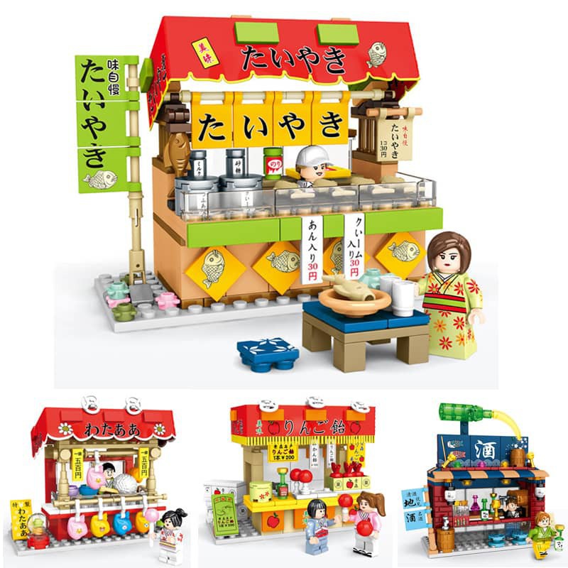 Sembo Japanese Street Snack and Sweet Stalls Set of 4 Total 748 pcs (601080-83)