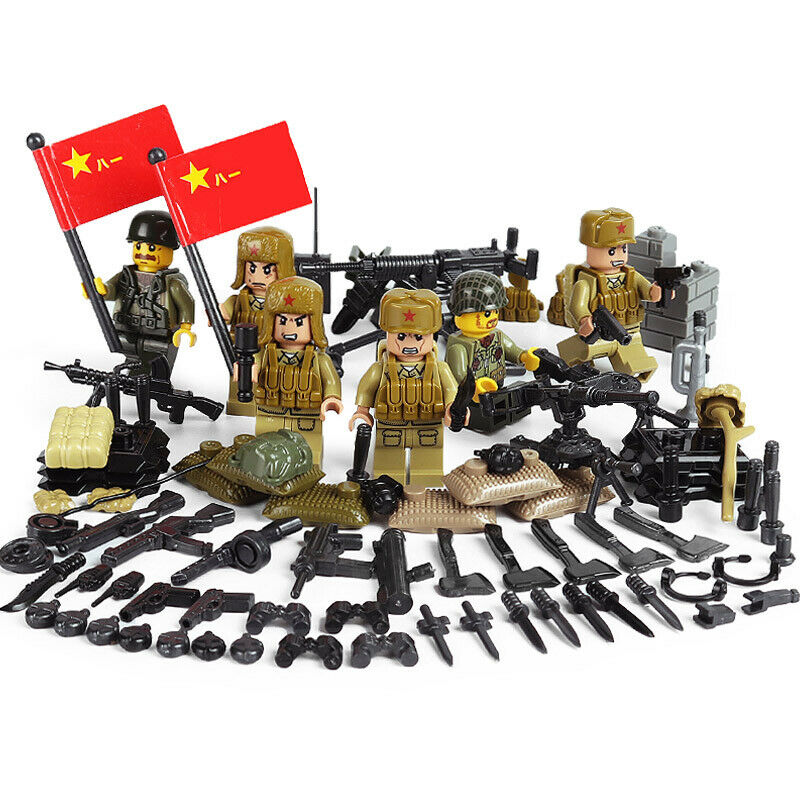 Chinese Army Set 6pc Action Figures With Machine Gun (71008)