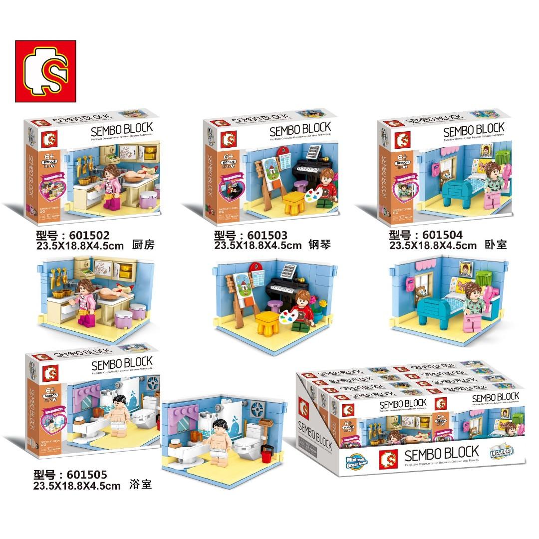 Sembo Simple Life Home Interior Scene Set Of 4  481pcs (601502-05)